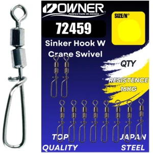 Vartej Agrafa Owner Amaz 72459 Sinker Hook W Crane, 16kg, Nr.14, 10buc/plic