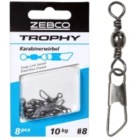 Agrafa Cu Vartej Zebco Trophy Snap Link Swivel, 10kg, Nr.8, 8buc/pac