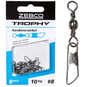 Agrafa Cu Vartej ZEBCO Trophy Snap Link Swivel, 10kg, Nr.8, 8buc/pac