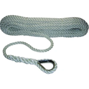 Parama pentru Ancora ALLROUNDMARIN, Poliester, cu Rodanta din Inox, 10mm, 30m, Alb