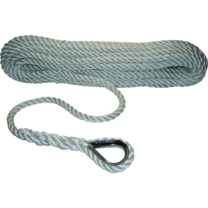 Parama pentru Ancora din Poliester ALLROUNDMARIN, Rasucita, 30m, 14mm, cu Ochet Inox