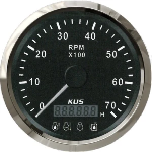 Tahometru KUS cu Contor Ore pentru Motoare Outboard, Negru, 7000rpm