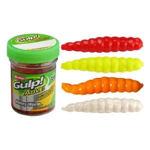 Viermi Artificiali Berkley Gulp Alive Honey Worms Alb 2.5cm, 25buc