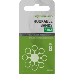 Inele Elastice Korum Smokescreen Hookable Bands, 8mm, 8buc/pac