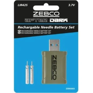 Set Baterii Reincarcabile ZEBCO After Dark LIR425 3.7V, Incarcator USB, 2buc/pac