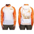 Bluza UV SELECT BAITS Feeder Long Sleeve Hoodie UPF 50+, White and Orange, Marime S