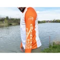 Bluza UV SELECT BAITS Feeder Long Sleeve Hoodie UPF 50+, White and Orange, Marime S