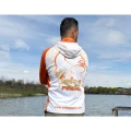 Bluza UV SELECT BAITS Feeder Long Sleeve Hoodie UPF 50+, White and Orange, Marime S
