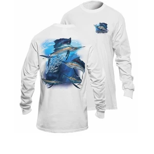 Bluza Flying Fisherman Sailfish Frenzy White Long Sleeve Tee Xxl