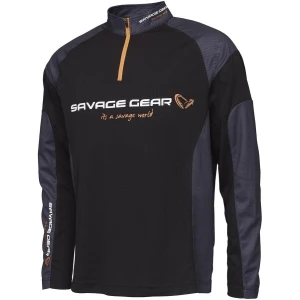 Bluza Savage Gear Tournament Gear 1/2 Zip, Black Ink, Marimea Xxl
