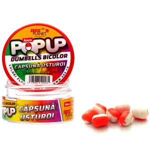 Pop Up Dumbells Bicolor Senzor Planet, Capsuna & Usturoi, 6mm, 15g Pop Up Dumbells Bicolor Senzor Planet, Capsuna & Usturoi, 6mm, 15g