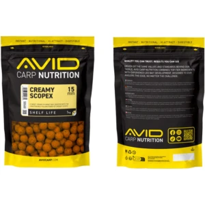 Boilies Tare Avid Carp Nutrition, Creamy Scopex, 15mm, 1kg