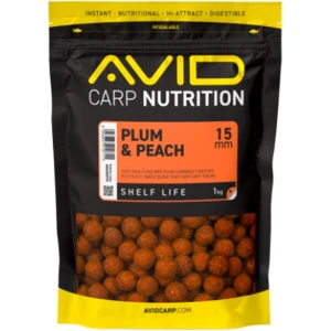 Boilies Tare Avid Carp Nutrition, Plum & Peach, 15mm, 1kg