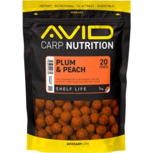 Boilies Tare Avid Carp Nutrition, Plum & Peach, 20mm, 1kg