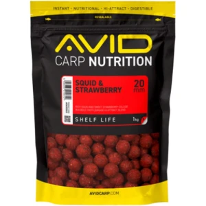Boilies Tare Avid Carp Nutrition, Squid & Strawberry, 20mm, 1kg