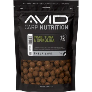 Boilies Tare Avid, Crab Tuna & Spirulina, 15mm, 2.5kg