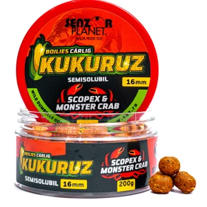 Boilies Carlig SENZOR Kukuruz, Scopex si Monster Crab, 16mm, 200g