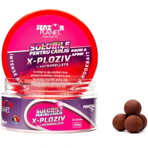 Boilies Pentru Carlig Senzor Planet, Solubile, X-ploziv - Squid & Afine, 16-18mm, 200g