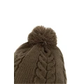 Caciula FOX Khaki Knitted Bobble Hat, Marime Universala