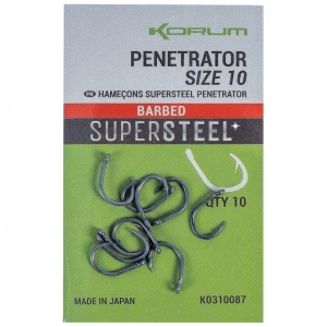 CARLIGE KORUM SUPERSTEEL PENETRATOR HOOKS BARBED Nr.10 10BUC/PLIC CARLIGE KORUM SUPERSTEEL PENETRATOR HOOKS BARBED Nr.10 10BUC/PLIC