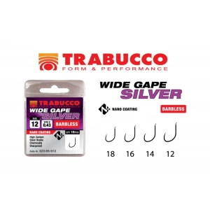 Carlige Trabucco Wide Gape Pellet Barbless 15buc/plic Nr.14
