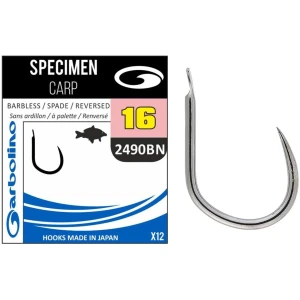 Carlige GARBOLINO Specimen Carp 2490BN Barbless, Nr.8, 12buc Carlige GARBOLINO Specimen Carp 2490BN Barbless, Nr.8, 12buc