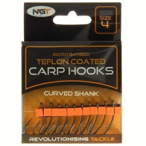 Carlige Ngt Teflonate Curved Shank Carp Hooks, 10buc/plic Nr.6