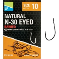 Carlige Preston Natural N-30 Eyed, Nr.12, 15buc/pac