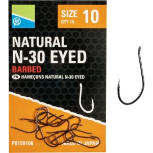 Carlige PRESTON Natural N-30 Eyed, Nr.12, 15buc/pac