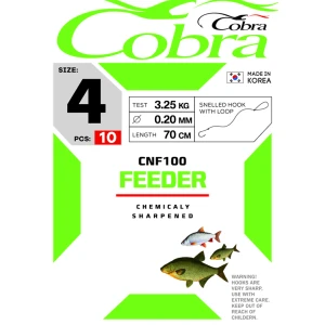 Carlige Cobra Cnf100 Feeder Legate Nr.4 Fir 0.20mm 10buc/plic