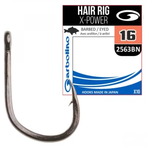 Carlige Garbolino Nr.12 Hair Rig X-power 2563 Black Nickel 10buc