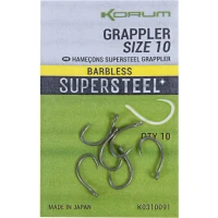Carlige KORUM Supersteel Grappler Hooks Barbless, Nr.12, 10buc/pac Carlige KORUM Supersteel Grappler Hooks Barbless, Nr.12, 10buc/pac