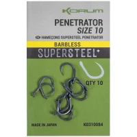 Carlige KORUM Supersteel Penetrator Hooks Barbless, Nr.10, 10buc/pac