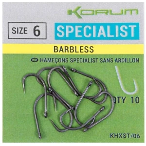 Carlige Korum Xpert Specialist Barbless Hooks, Nr.10, 10buc/pac