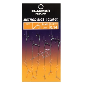 Carlige Legate Feeder Cu Spin Claumar Method Rigs Carlig Clm-3 Nr 8 7cm Fir Textil 0.14mm 6 Buc/plic