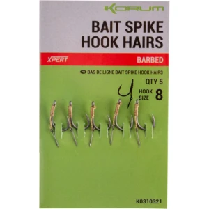 Carlige KORUM Bait Spike Hook Hairs Barbed, Nr. 14, 5buc/pac Carlige KORUM Bait Spike Hook Hairs Barbed, Nr. 14, 5buc/pac