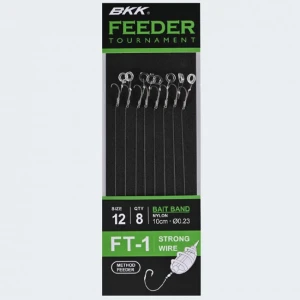 Carlige Legate BKK FT-1 Method Bait Band Feeder Rig 10cm, Nr.8, 0.25mm, 8buc/pac Carlige Legate BKK FT-1 Method Bait Band Feeder Rig 10cm, Nr.8, 0.25mm, 8buc/pac