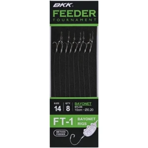 Carlige Legate BKK FT-1 Method Bayonet Feeder Rig 10cm, Nr.14, 0.16mm, 8buc/pac Carlige Legate BKK FT-1 Method Bayonet Feeder Rig 10cm, Nr.14, 0.16mm, 8buc/pac