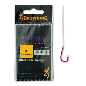 Carlige Legate Browning 60cm Nr.18 Fir 0.12mm Feeder Sensitive Hook To Nylon Red