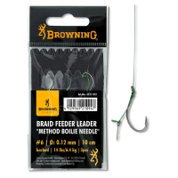 Carlige Legate Browning Braid Feeder Leader Method Boilie Needle Nr.8, 0.12mm, 10cm, 6.40kg, 3buc/plic