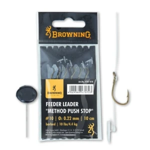Carlige Legate Browning Nr.18 10cm Fir 0.16mm Feeder Leader Method Push Stop Bronz
