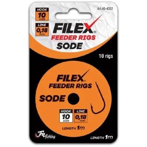 Carlige Legate Filex Methodfeeder Rig Sode, Nr.14, 0.14mm, 1m, 10buc/plic