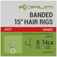 Carlige Legate KORUM Banded Hair Rigs, 38cm, 10lbs, Nr.12, 8buc/pac Carlige Legate KORUM Banded Hair Rigs, 38cm, 10lbs, Nr.12, 8buc/pac