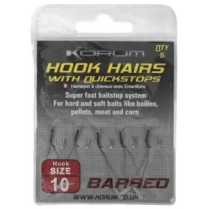 Carlige Legate KORUM Barbed Hook Hairs With Quickstops, Nr.14, 5buc/pac Carlige Legate KORUM Barbed Hook Hairs With Quickstops, Nr.14, 5buc/pac