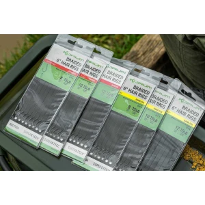Carlige Legate KORUM Big Fish Braided Hair Rigs Barbless, 15cm, Nr.12, 8buc/pac Carlige Legate KORUM Big Fish Braided Hair Rigs Barbless, 15cm, Nr.12, 8buc/pac