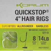 Carlige Legate KORUM Big Fish Hair Rigs with Quickstop 10cm, Nr.14 Barbless, 8buc/pac Carlige Legate KORUM Big Fish Hair Rigs with Quickstop 10cm, Nr.14 Barbless, 8buc/pac