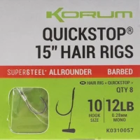 Carlige Legate KORUM Big Fish Hair Rigs with Quickstop 38cm, Nr.14 Barbed, 8buc/pac Carlige Legate KORUM Big Fish Hair Rigs with Quickstop 38cm, Nr.14 Barbed, 8buc/pac