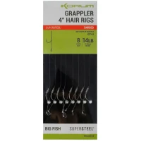 Carlige Legate KORUM Grappler Hair Rigs Barbef, 10cm, Nr.14, 8buc/pac