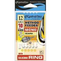 Carlige Legate Kamatsu Iseama Rig Method Feeder Cu Inel Silicon, 10cm, Nr.10, 0.22mm, 5buc/pac