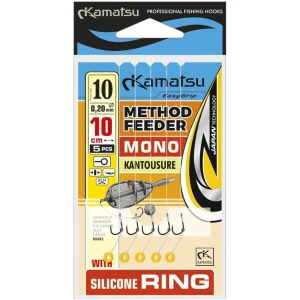Carlige Legate Kamatsu Kantousure Rig Method Feeder Pe Inel Silicon Monofilament, 10cm, Nr.8, 0.22mm, 5buc/pac